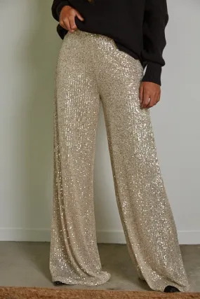 High Waisted Sequin Flare Pants