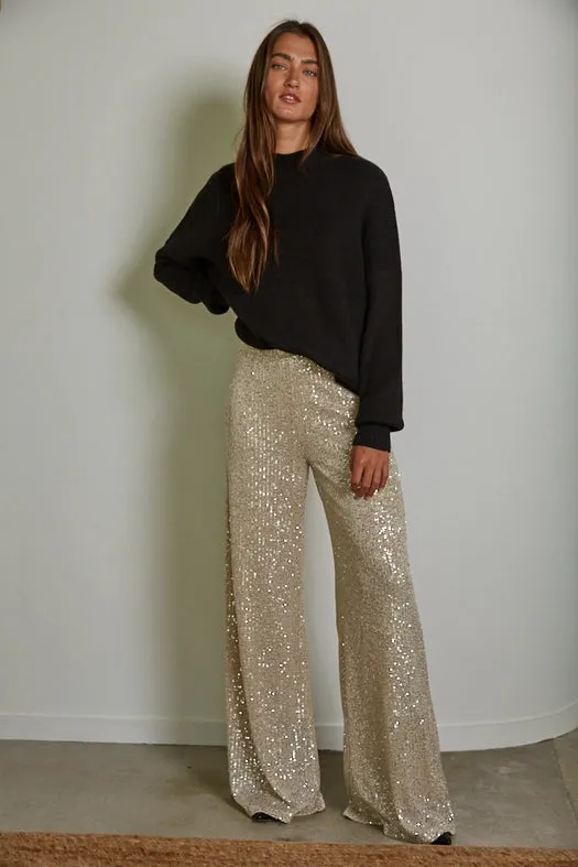 High Waisted Sequin Flare Pants