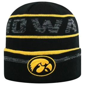 Iowa Hawkeyes TOW Black Striped "Effect" Style Cuffed Knit Beanie Cap