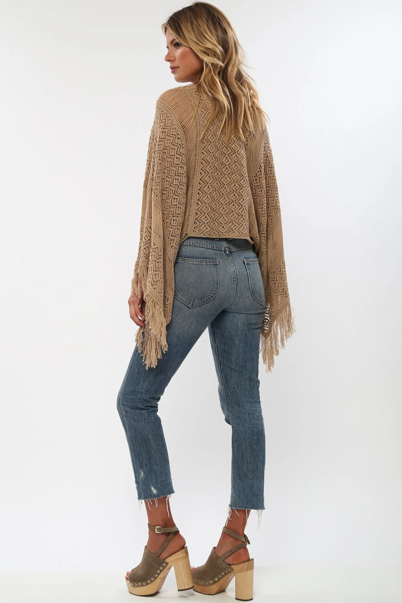 Island Gypsy Sheer Knit Top in Carmel