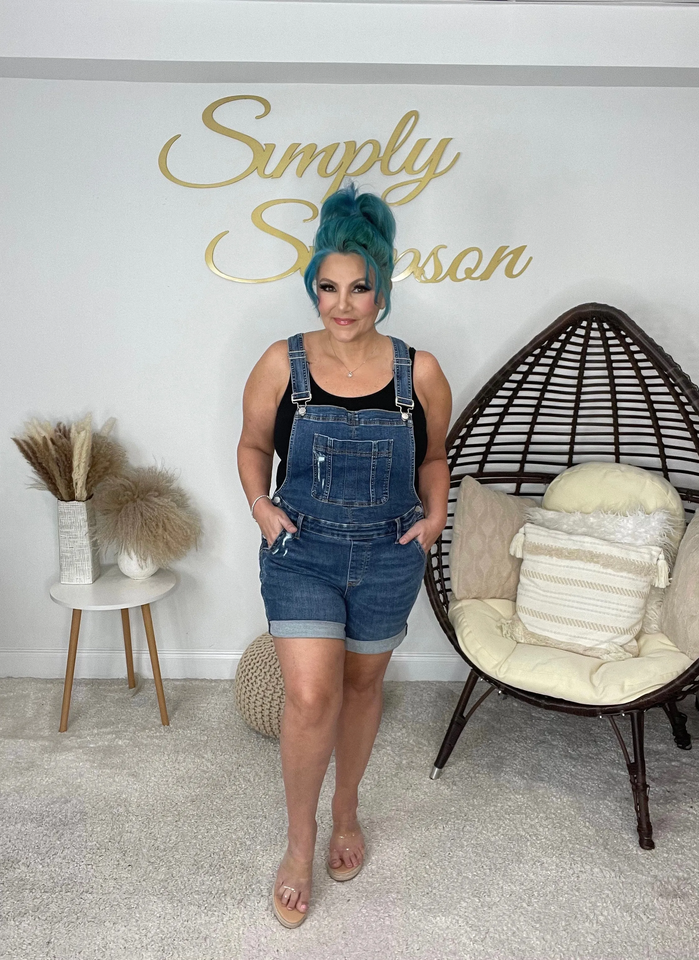 Judy Blue Dark Wash Overall Shorts