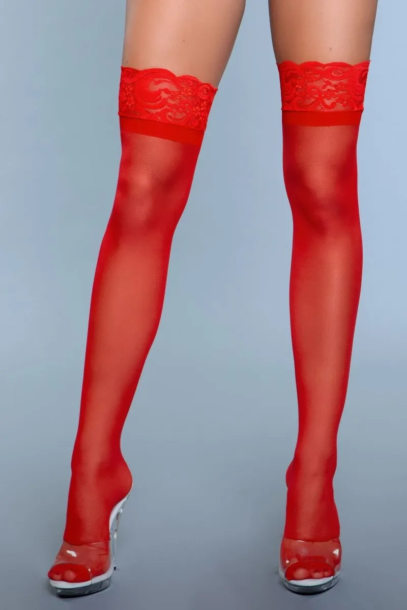 Keep A Secret Thigh Highs Red