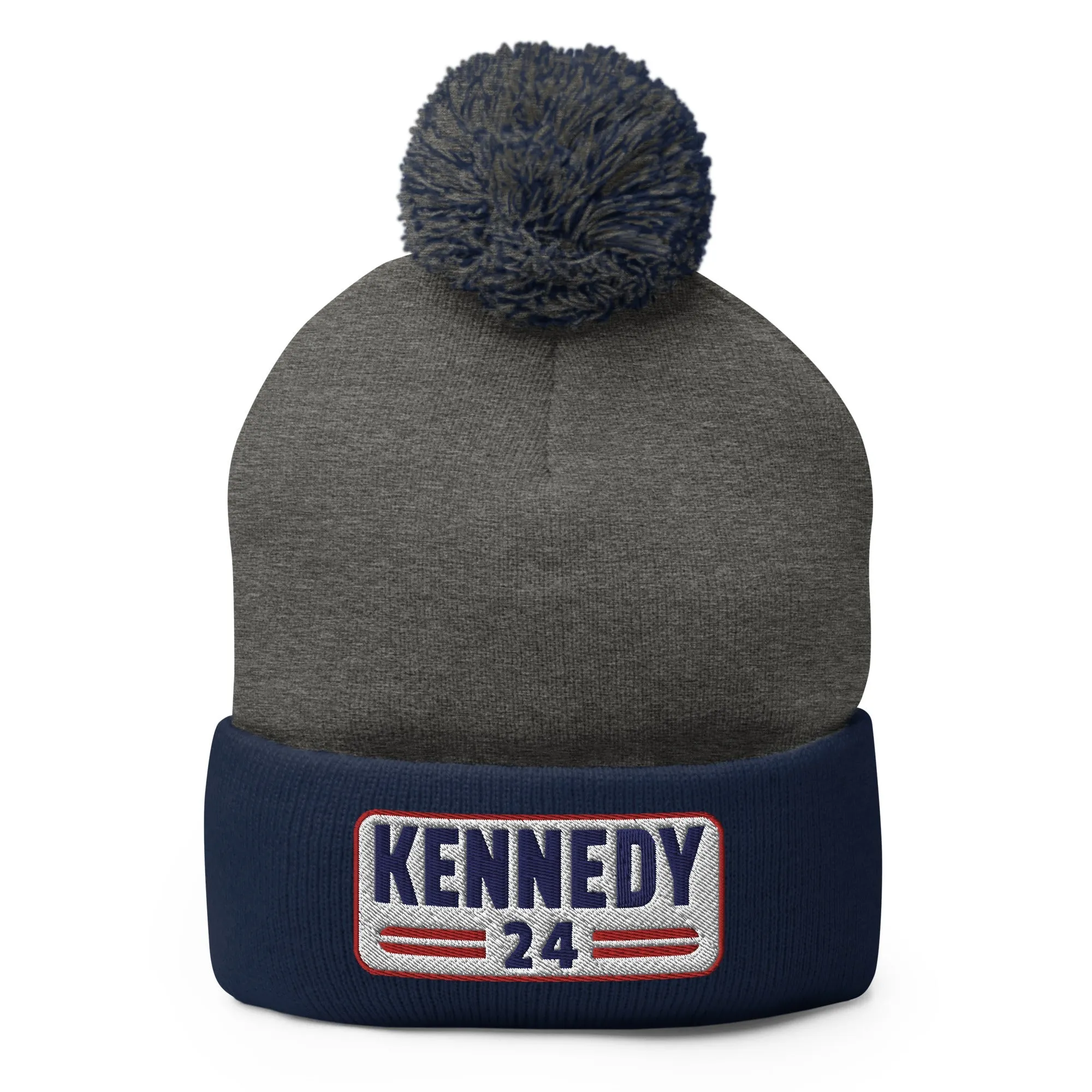 Kennedy Classic Embroidered Patch Pom-Pom Beanie