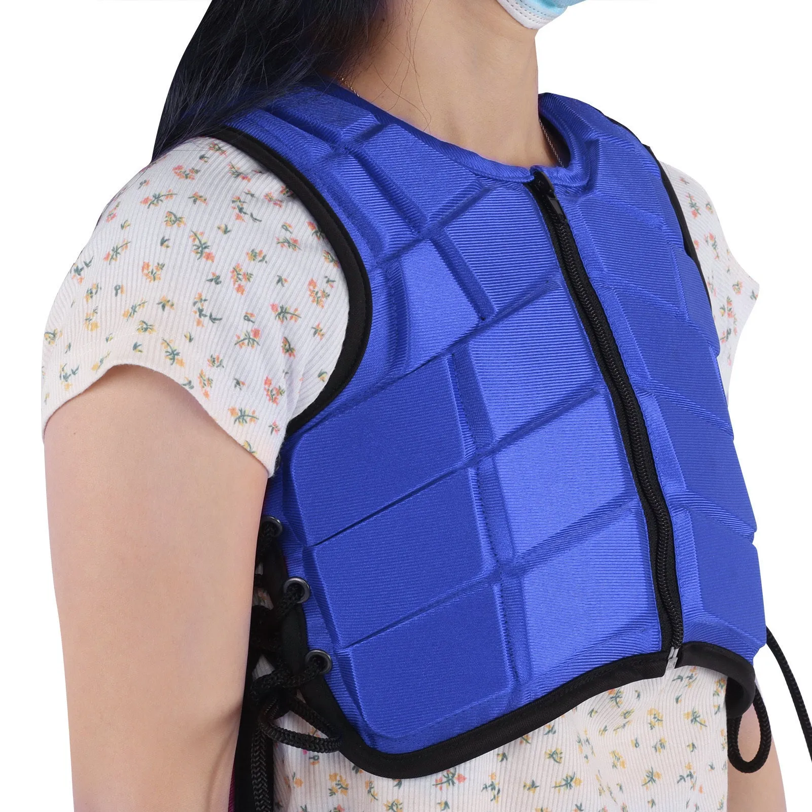 Kids Equestrian Vest Foam Padded Safety Horse Riding Protective Gear Body Protector BlueCM