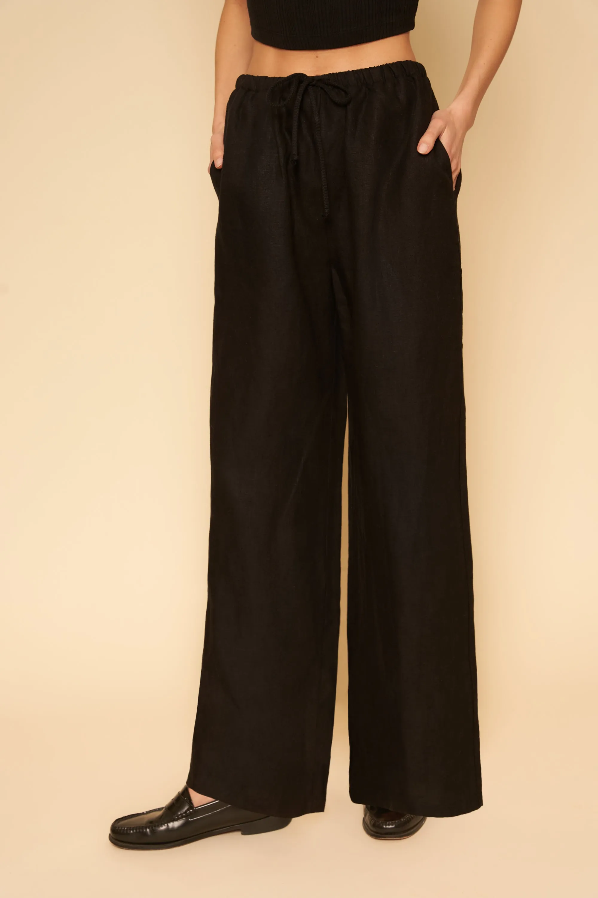 Kira Pant in Black Linen