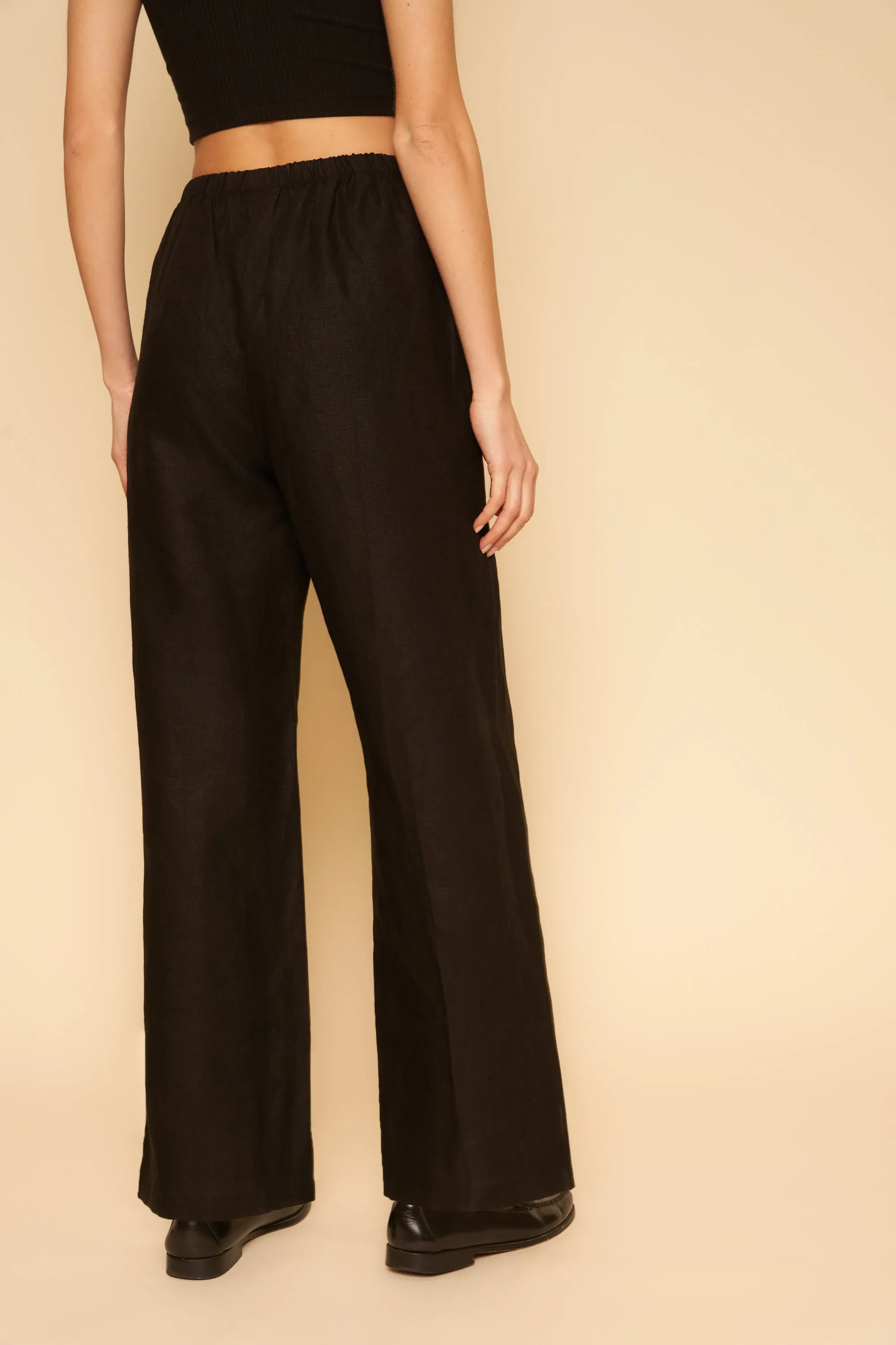 Kira Pant in Black Linen