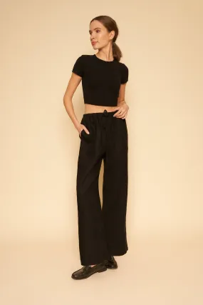 Kira Pant in Black Linen