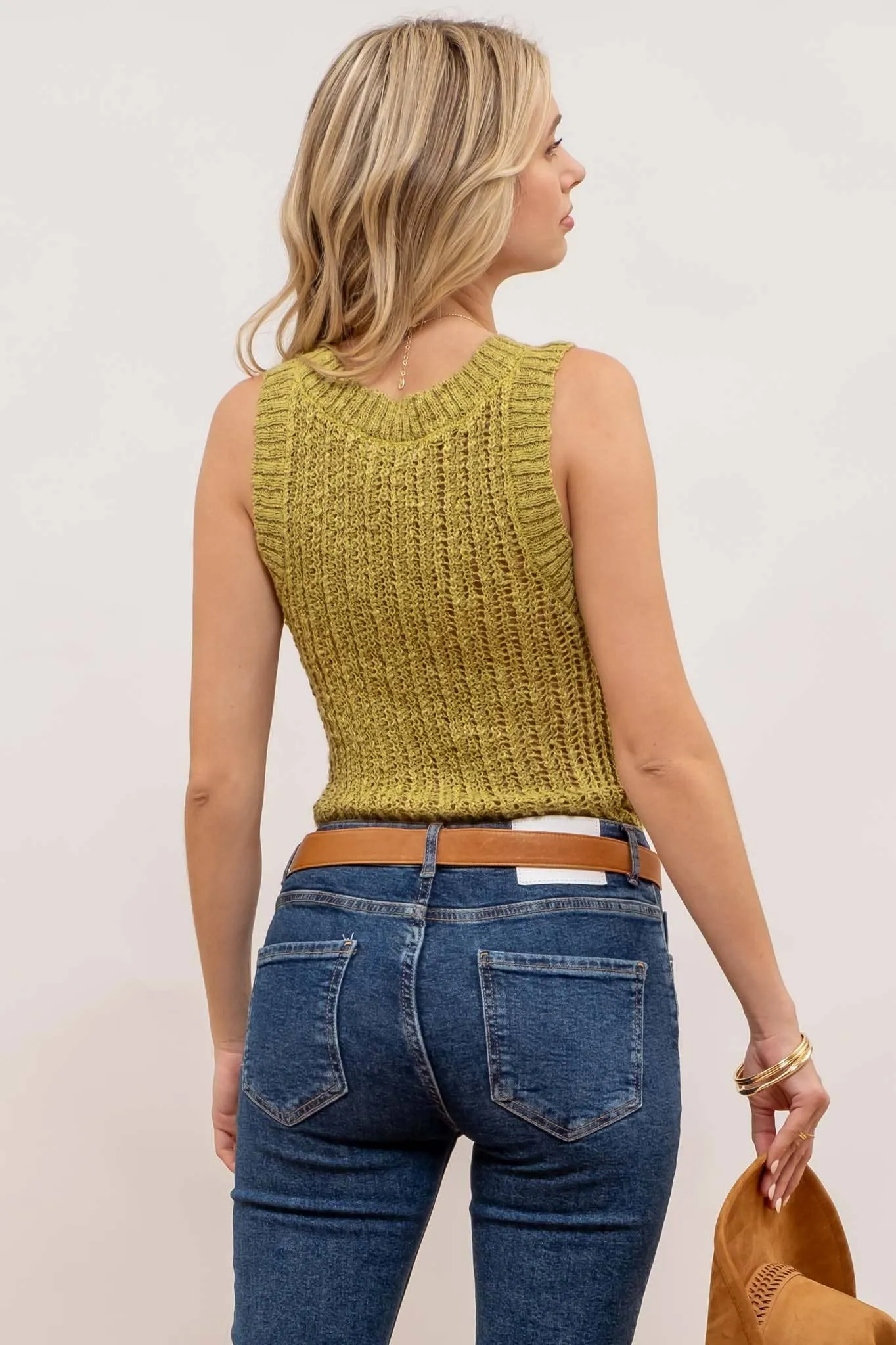 KIWI CROCHET SWEATER KNIT TANK TOP