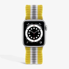 Knit Apple Watch Band - Varsity Yellow   Grey Stripe