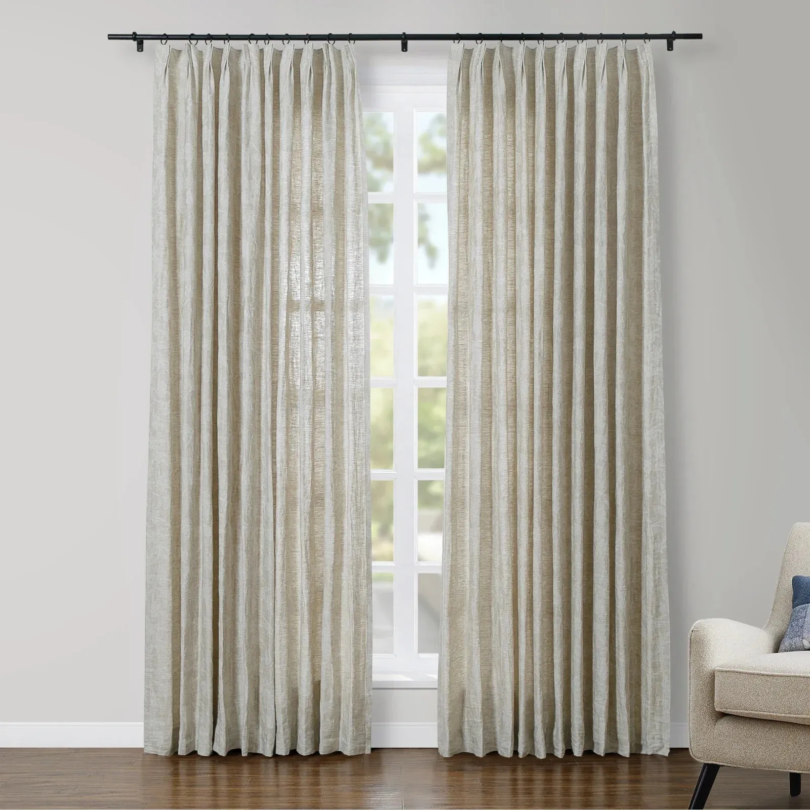 Lance 100% Linen Jacquard Curtain Soft Top