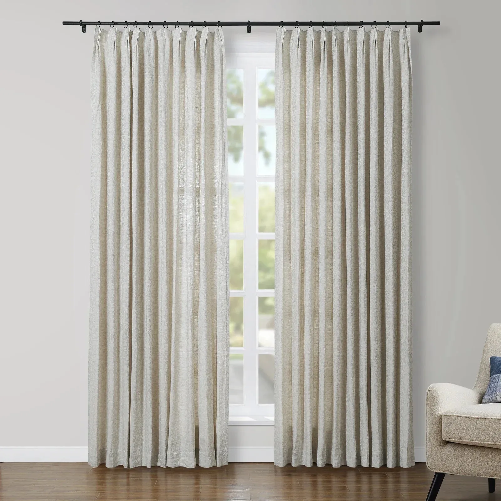 Lance 100% Linen Jacquard Curtain Soft Top