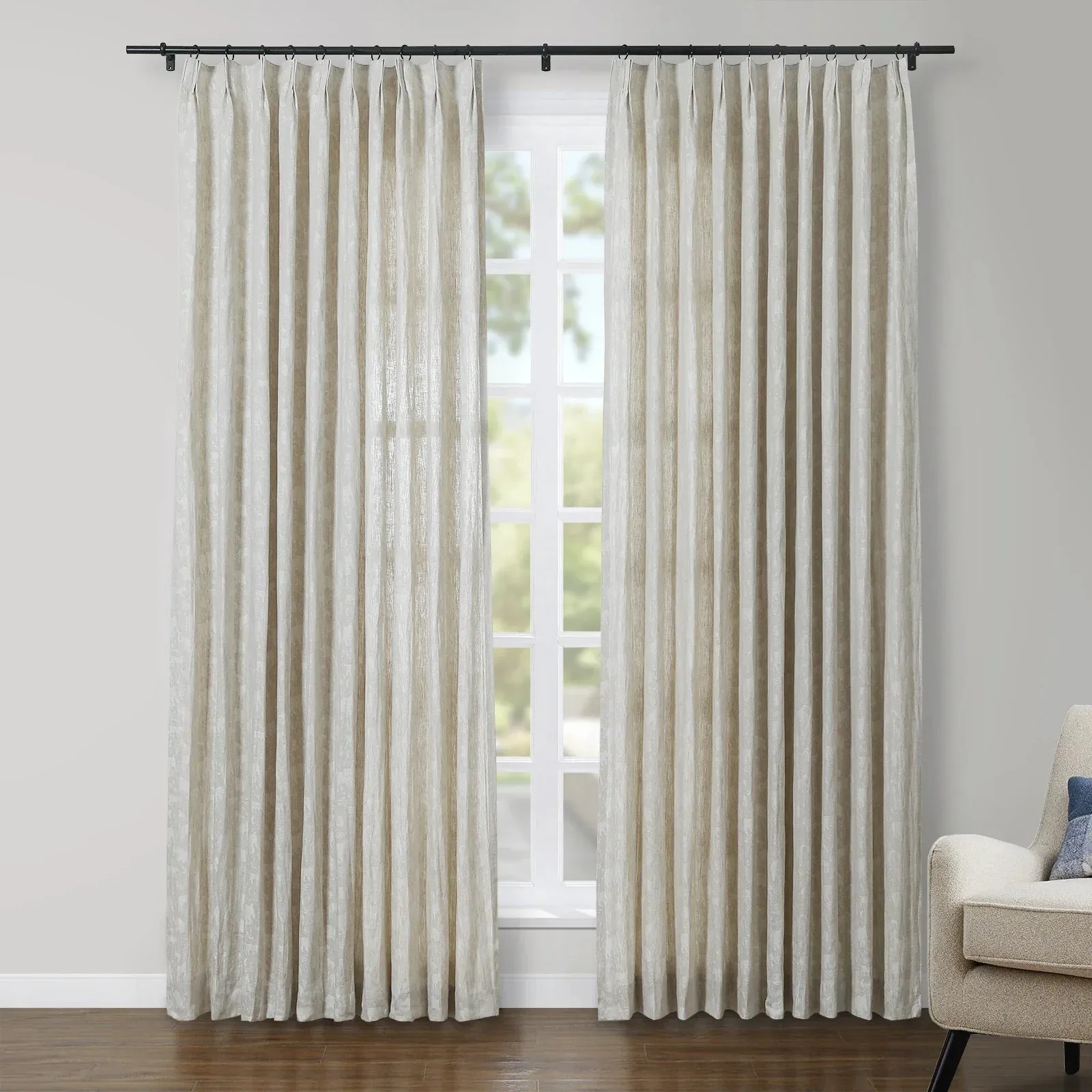 Lance 100% Linen Jacquard Curtain Soft Top