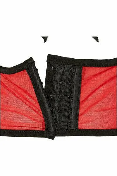 Lavish Red Mesh Underwire Cincher w/Built In Halter Top