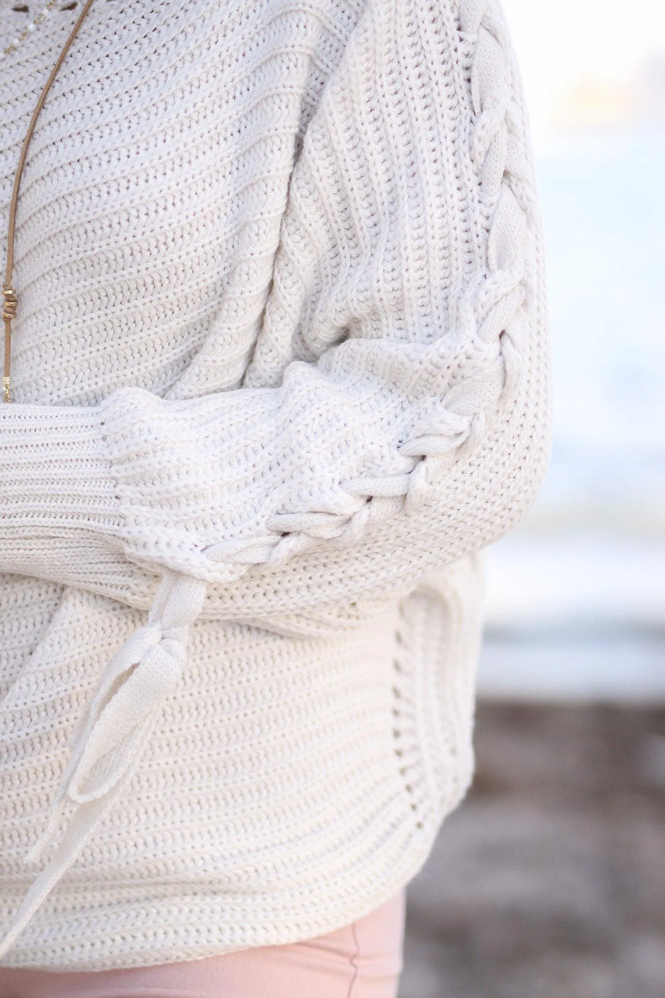 Light Beige Knit Dolman Sweater