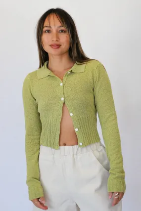 Lime Flora Knit Button Up