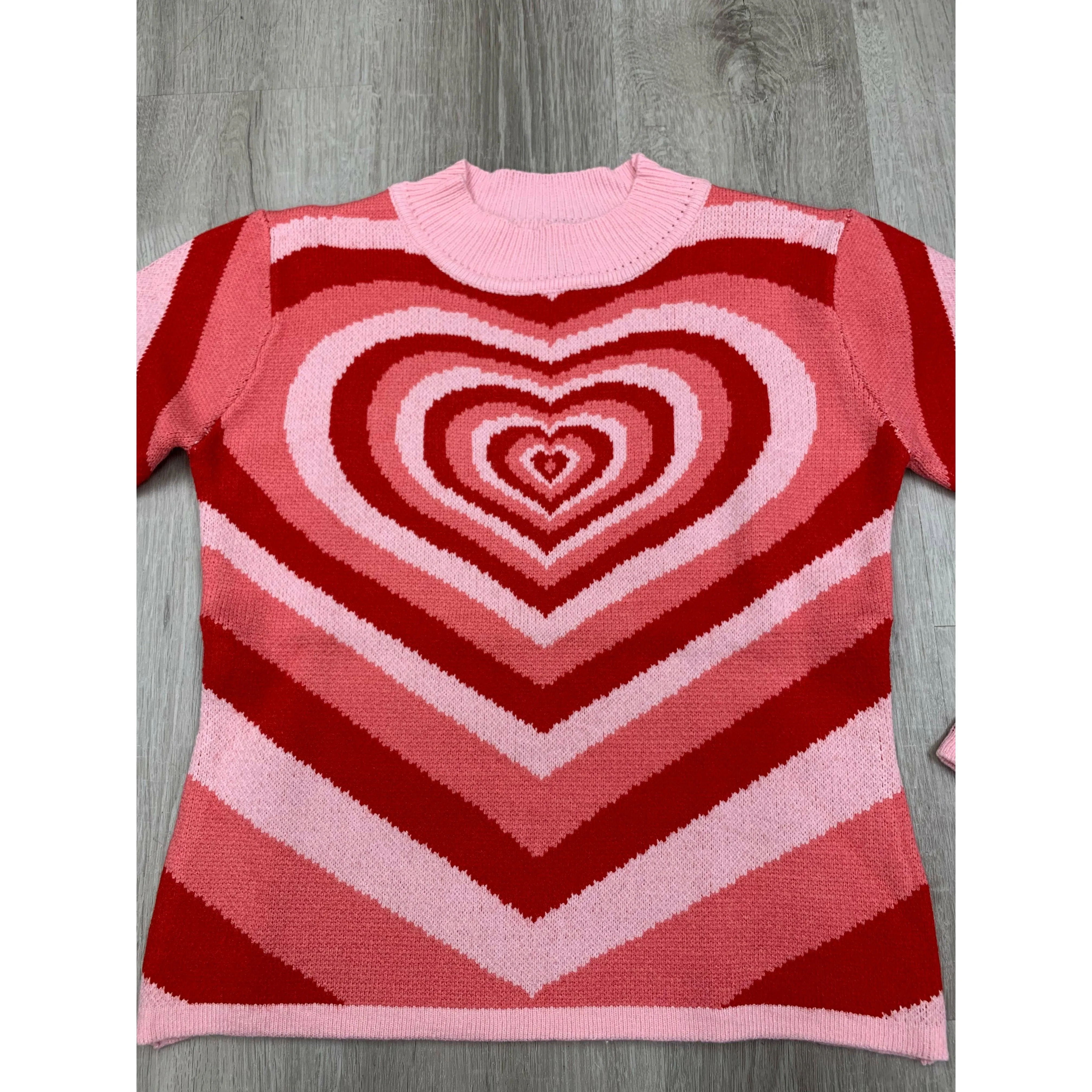 Long Sleeve Hearts Turtleneck Sweater