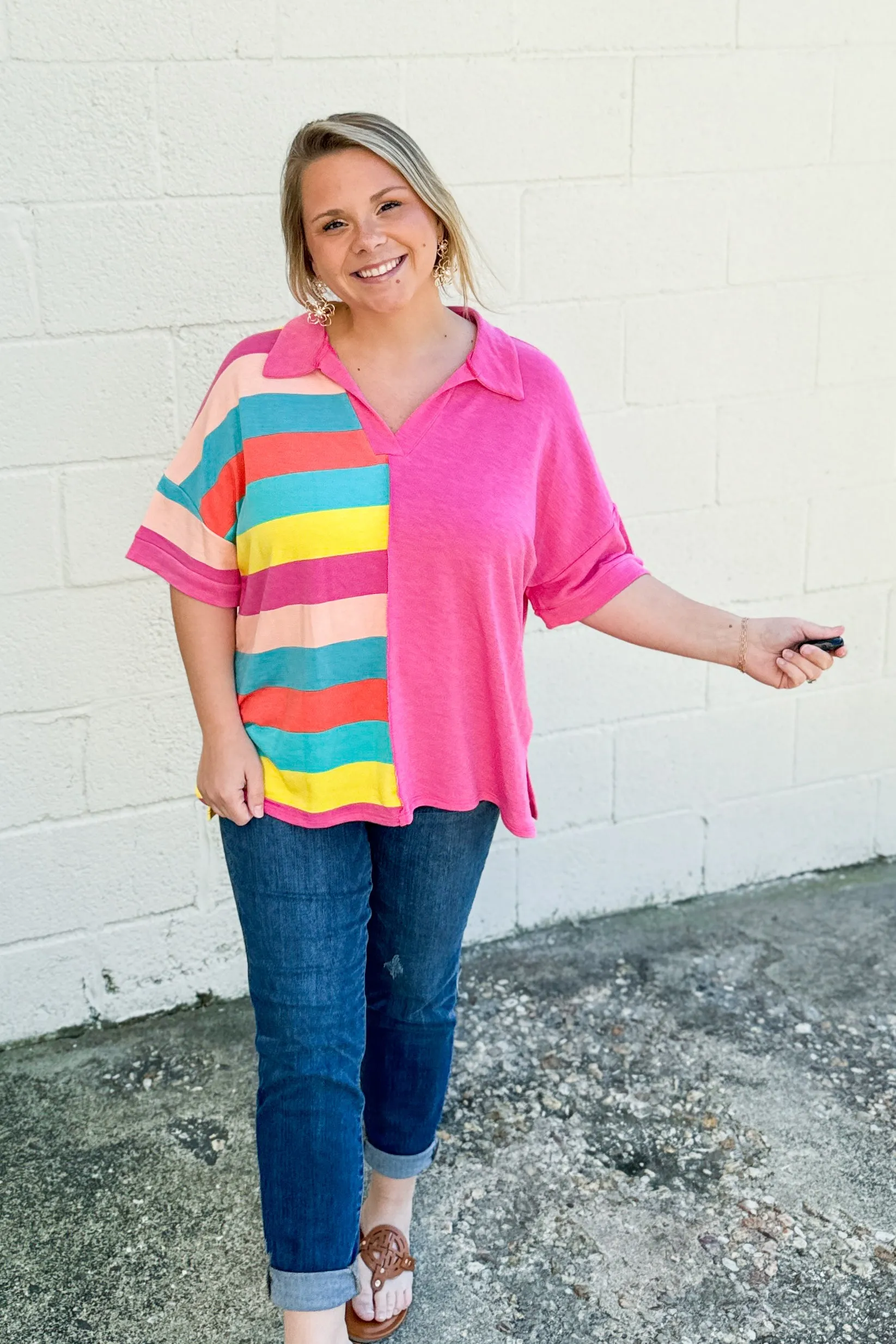 Look Both Ways Stripe Color Block Top