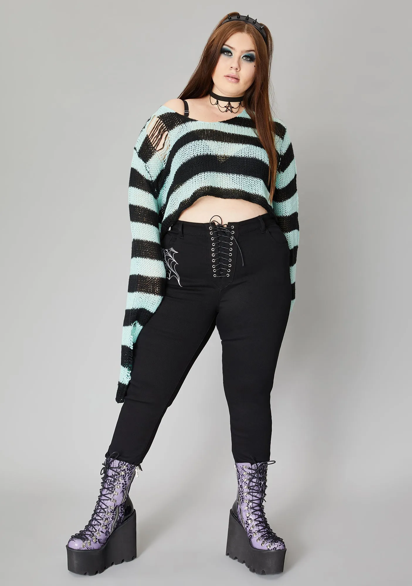 Lush Wicked Super Creep Striped Sweater