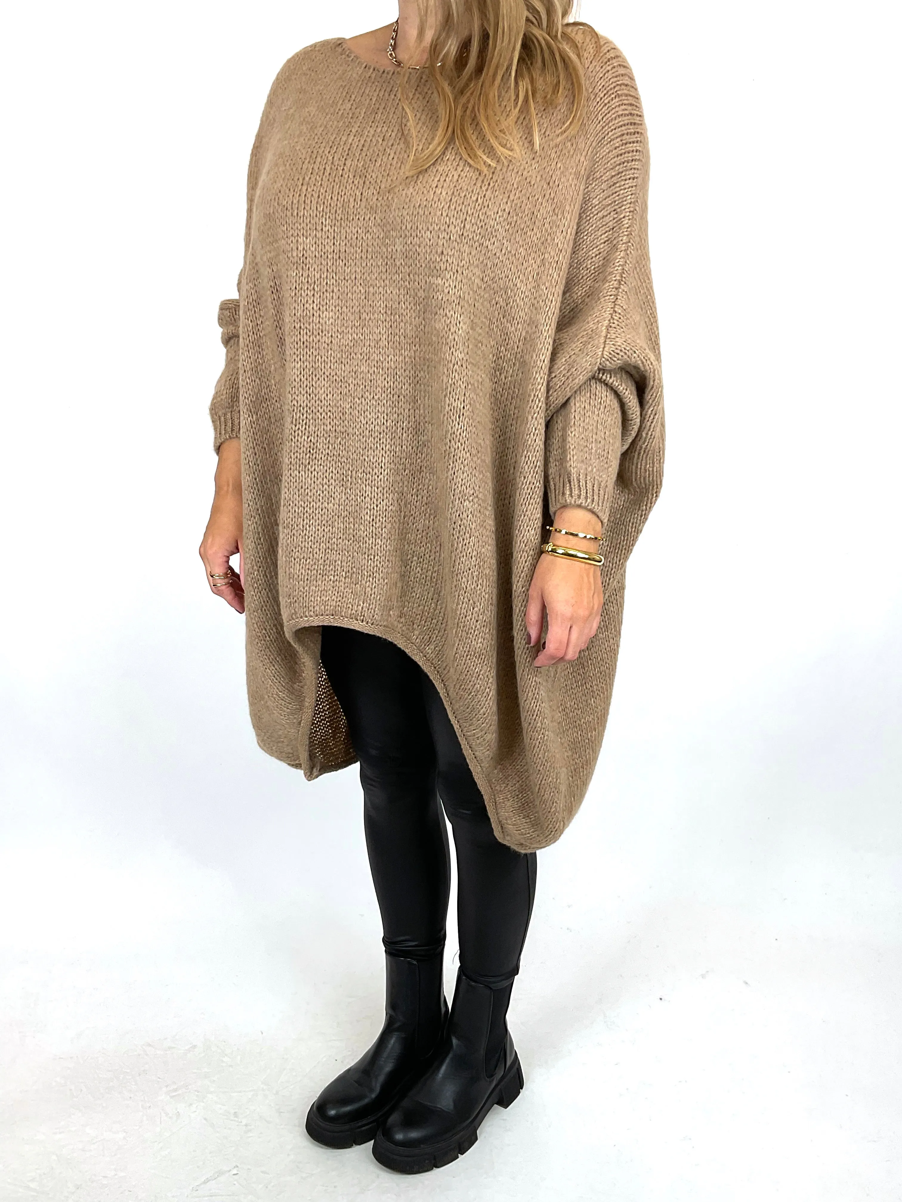 Made in Italy Lagenlook Lottie Plain Jumper Camel. code 3206