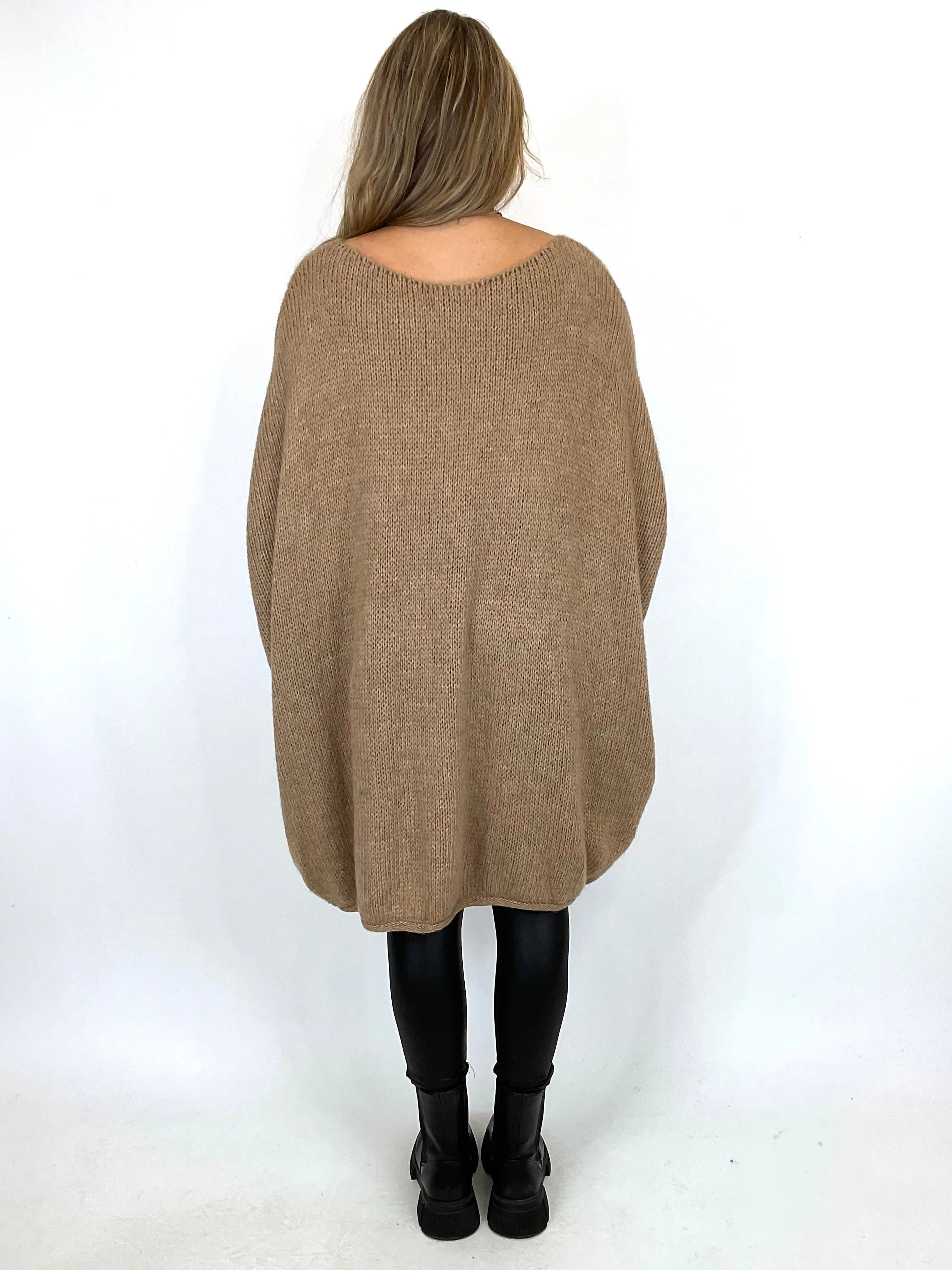 Made in Italy Lagenlook Lottie Plain Jumper Camel. code 3206