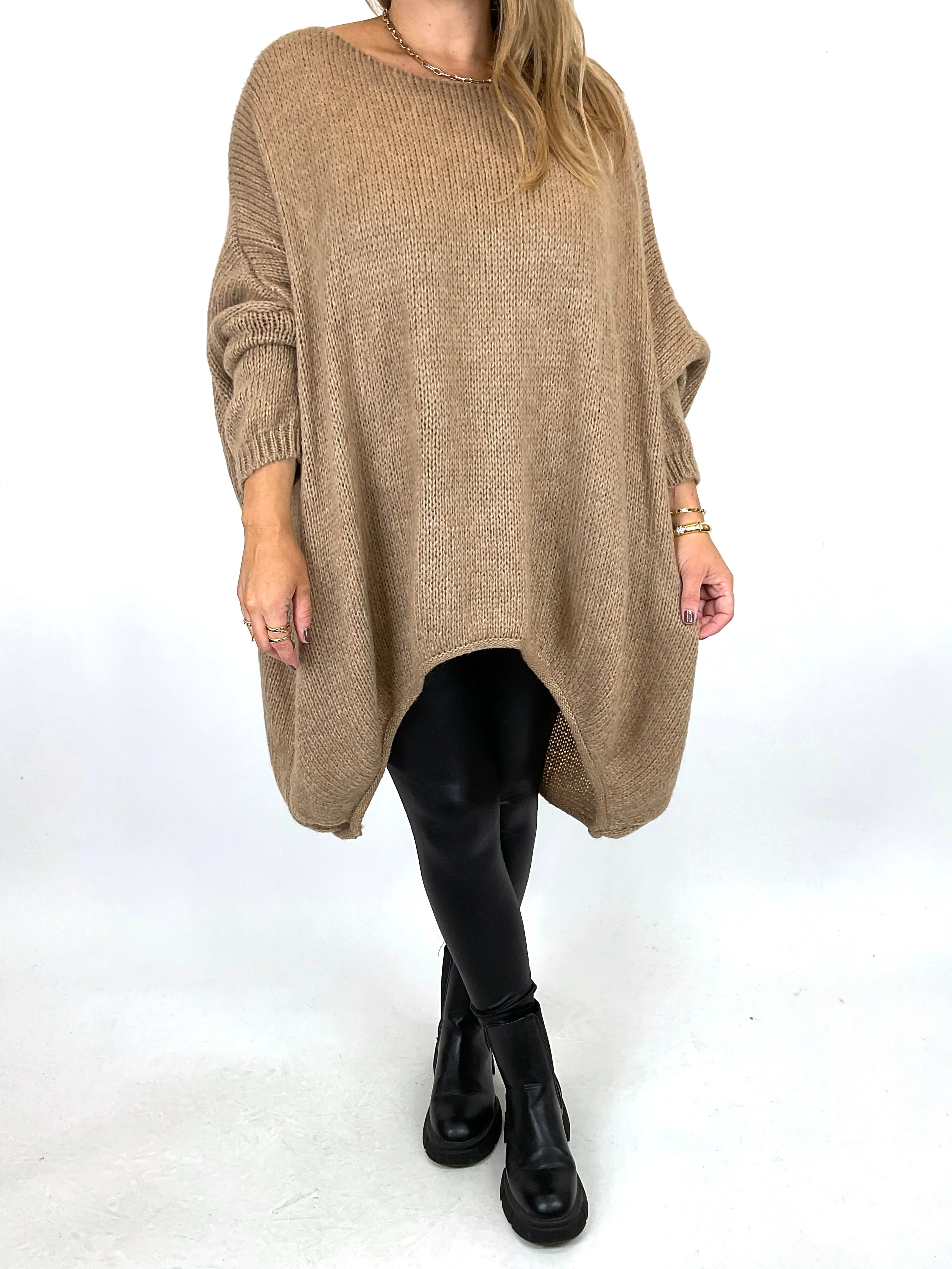 Made in Italy Lagenlook Lottie Plain Jumper Camel. code 3206