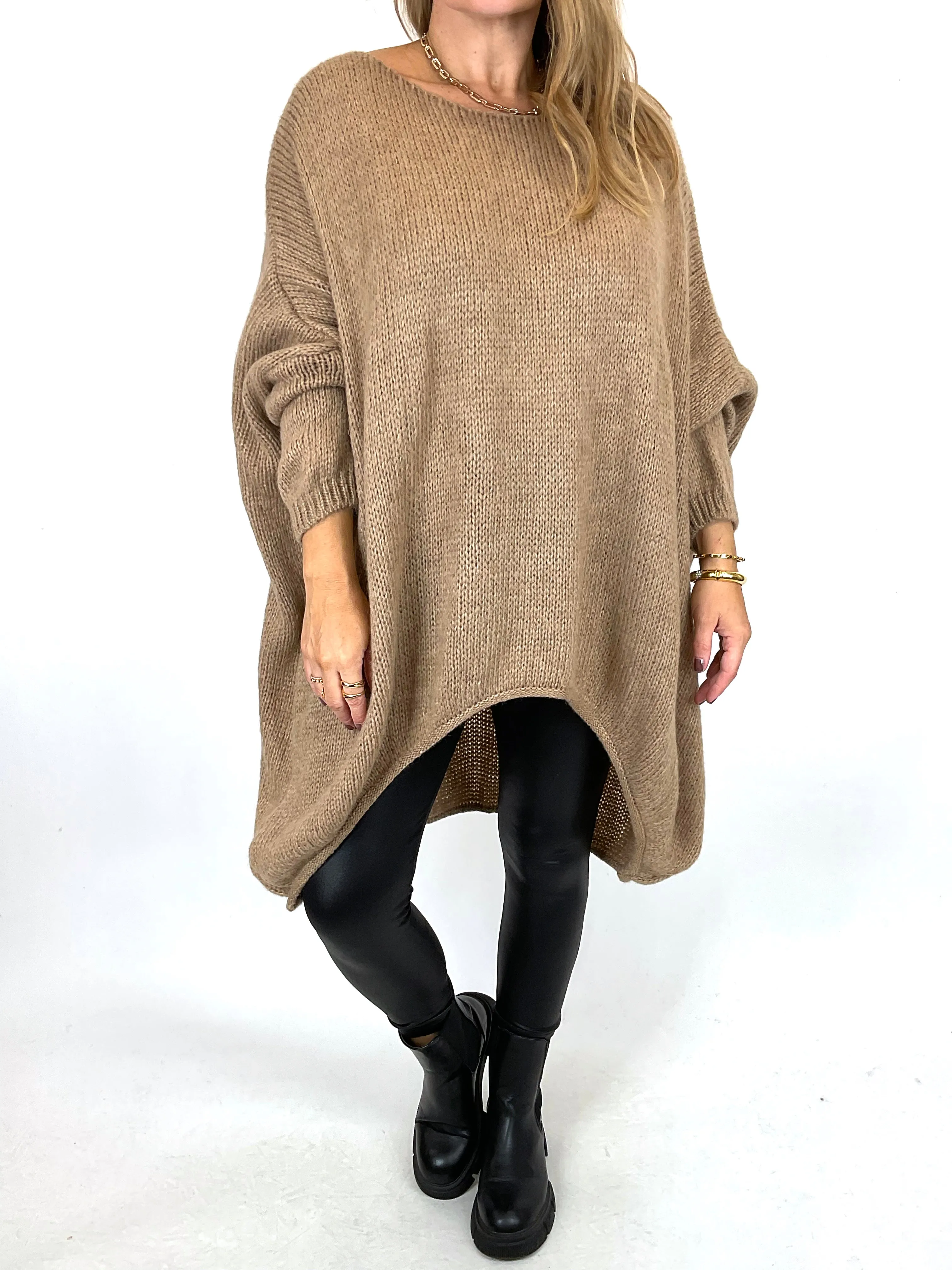 Made in Italy Lagenlook Lottie Plain Jumper Camel. code 3206