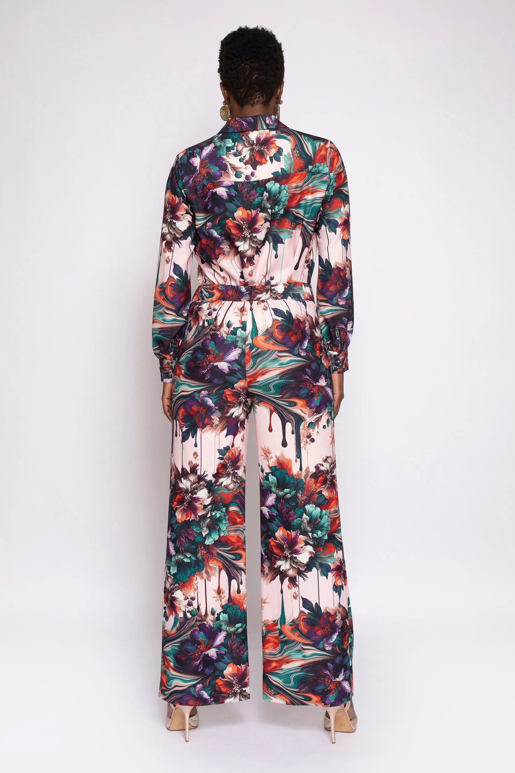 MADE TO ORDER: Viscera Oil Spill Print Wide Leg Tuxedo Pant