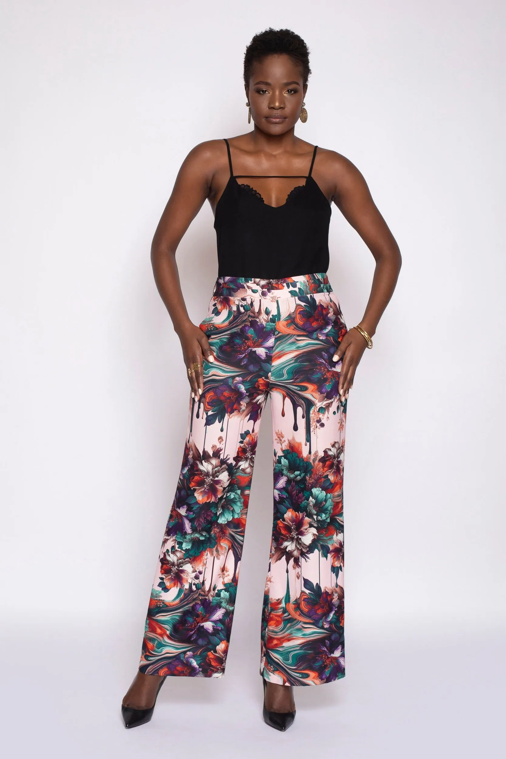 MADE TO ORDER: Viscera Oil Spill Print Wide Leg Tuxedo Pant