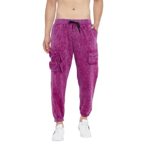 Magenta Washed Oversized Cargo Trackpants