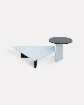 Marquina and Carrara Marble Side Table