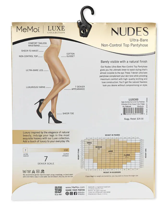 MEMOI LUX300 NUDE ULTRA BARE NON-CONTROL TOP PANTYHOSE