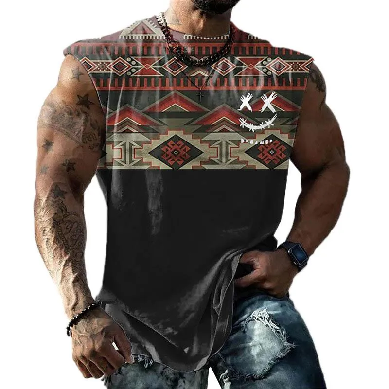 Men's 3D Printed Crew Neck Tank Top 60713534YY