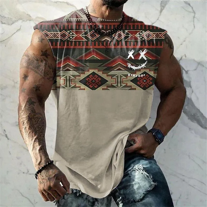 Men's 3D Printed Crew Neck Tank Top 60713534YY