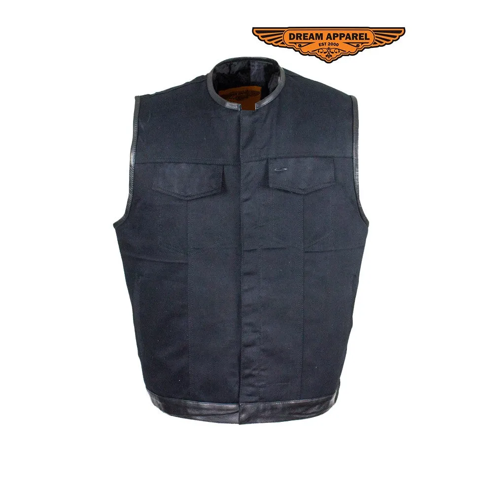 Men's Black Denim Gun Pocket Club Vest