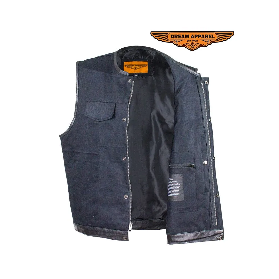 Men's Black Denim Gun Pocket Club Vest