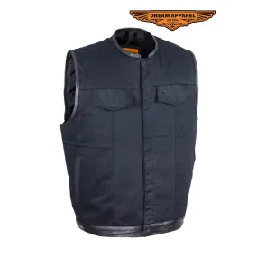 Men's Black Denim Gun Pocket Club Vest