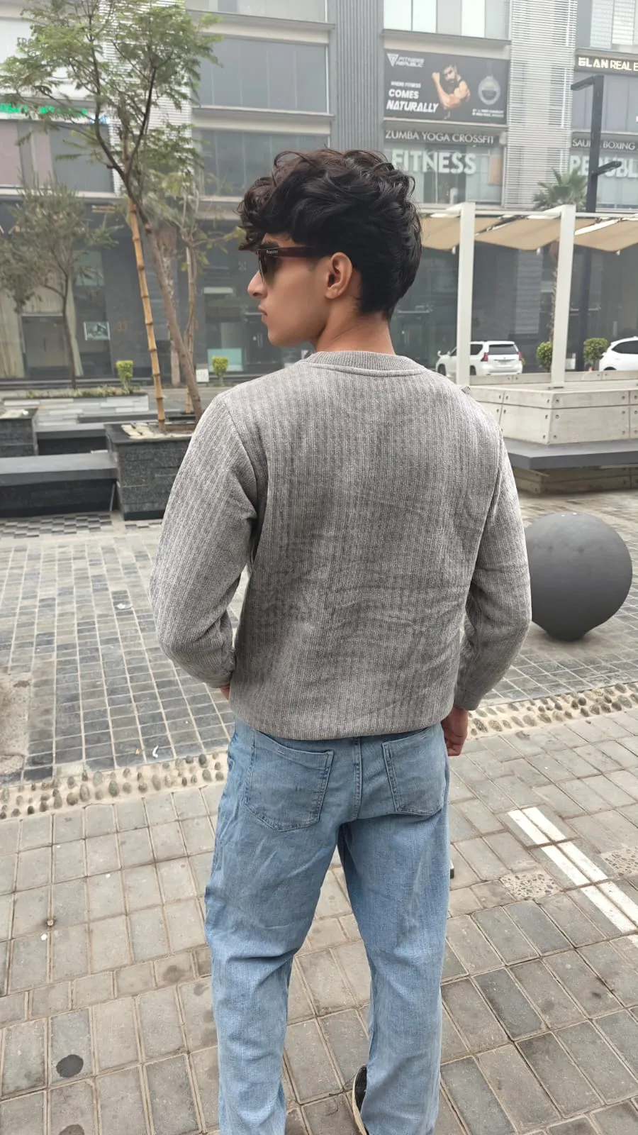 mens imported gray channel sweater