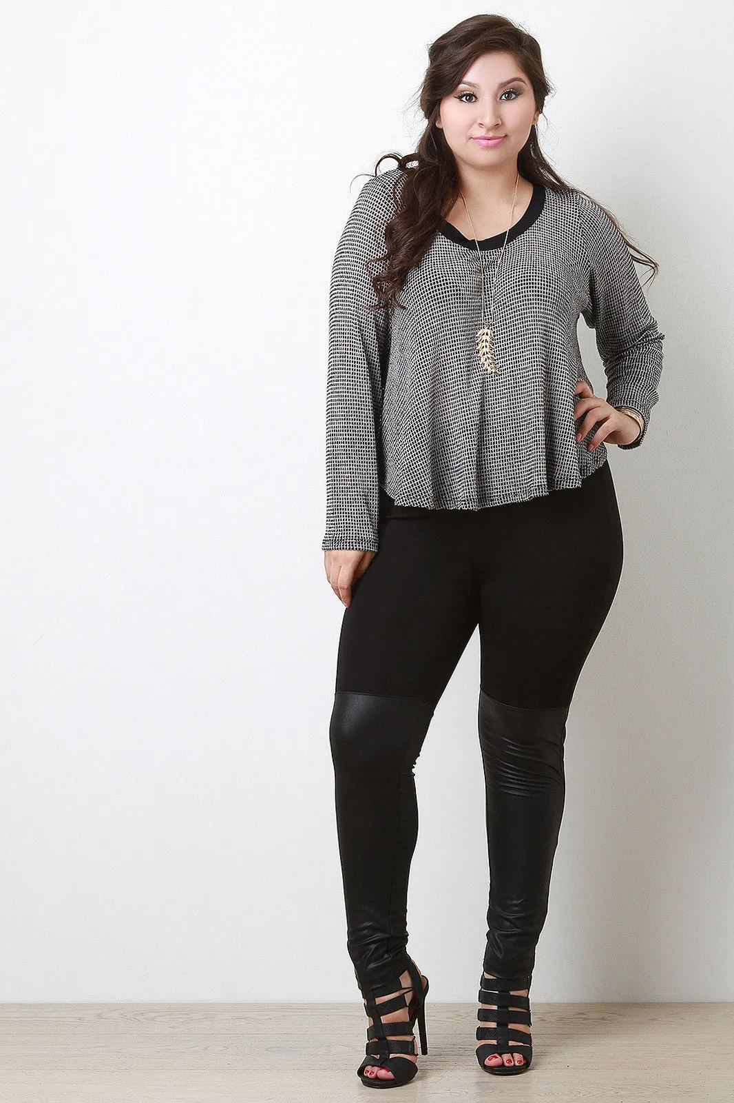 Mesh Knit Crew Neck Crop Top