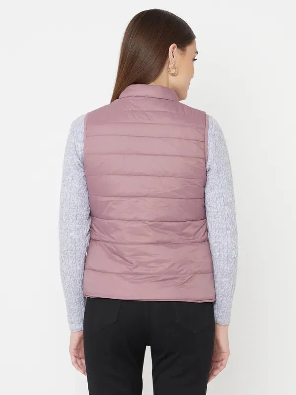 Mettle Women Pink Sleevless Puffer Jacket