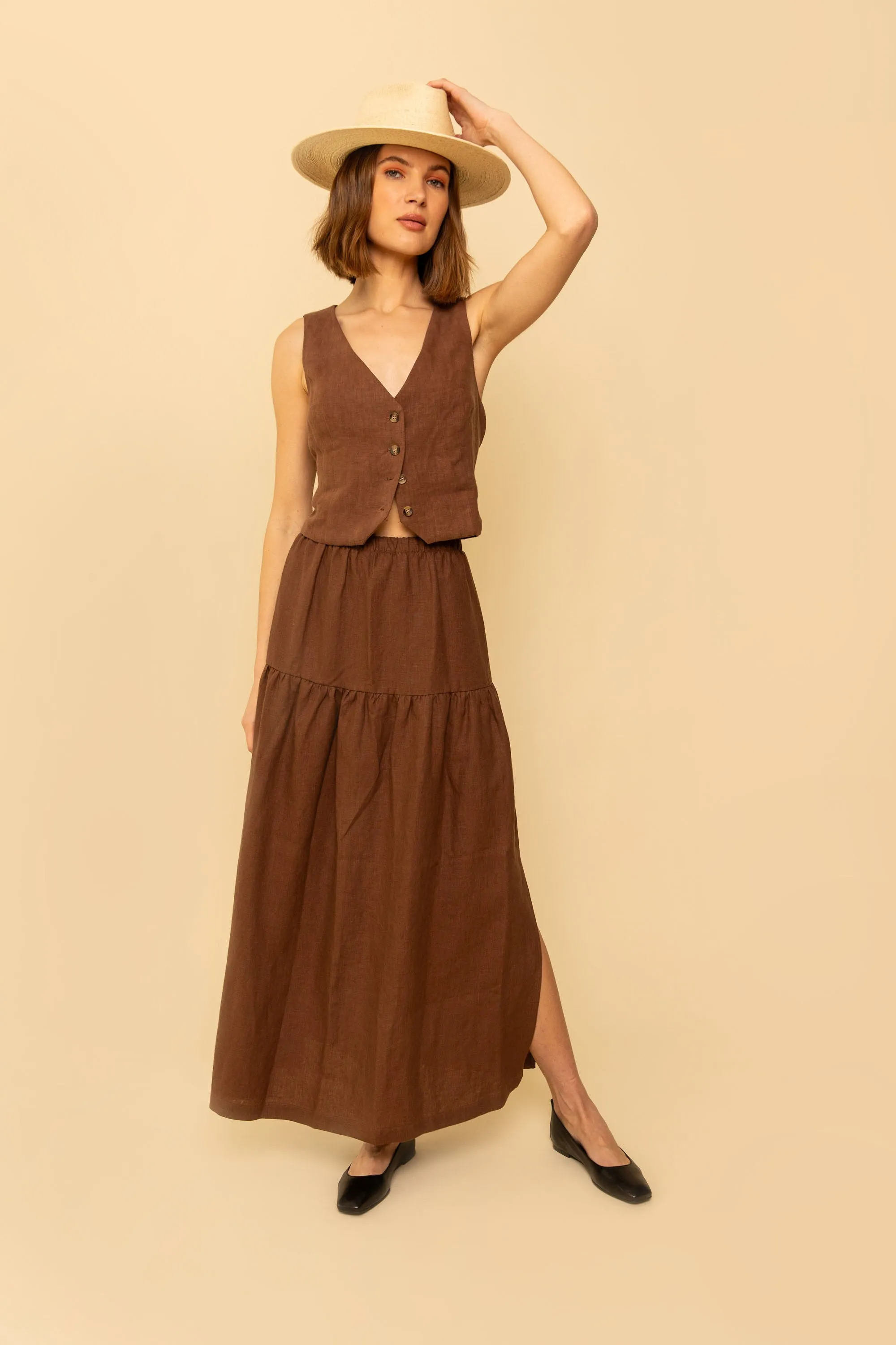 Millie Skirt/Dress in Chocolate Linen