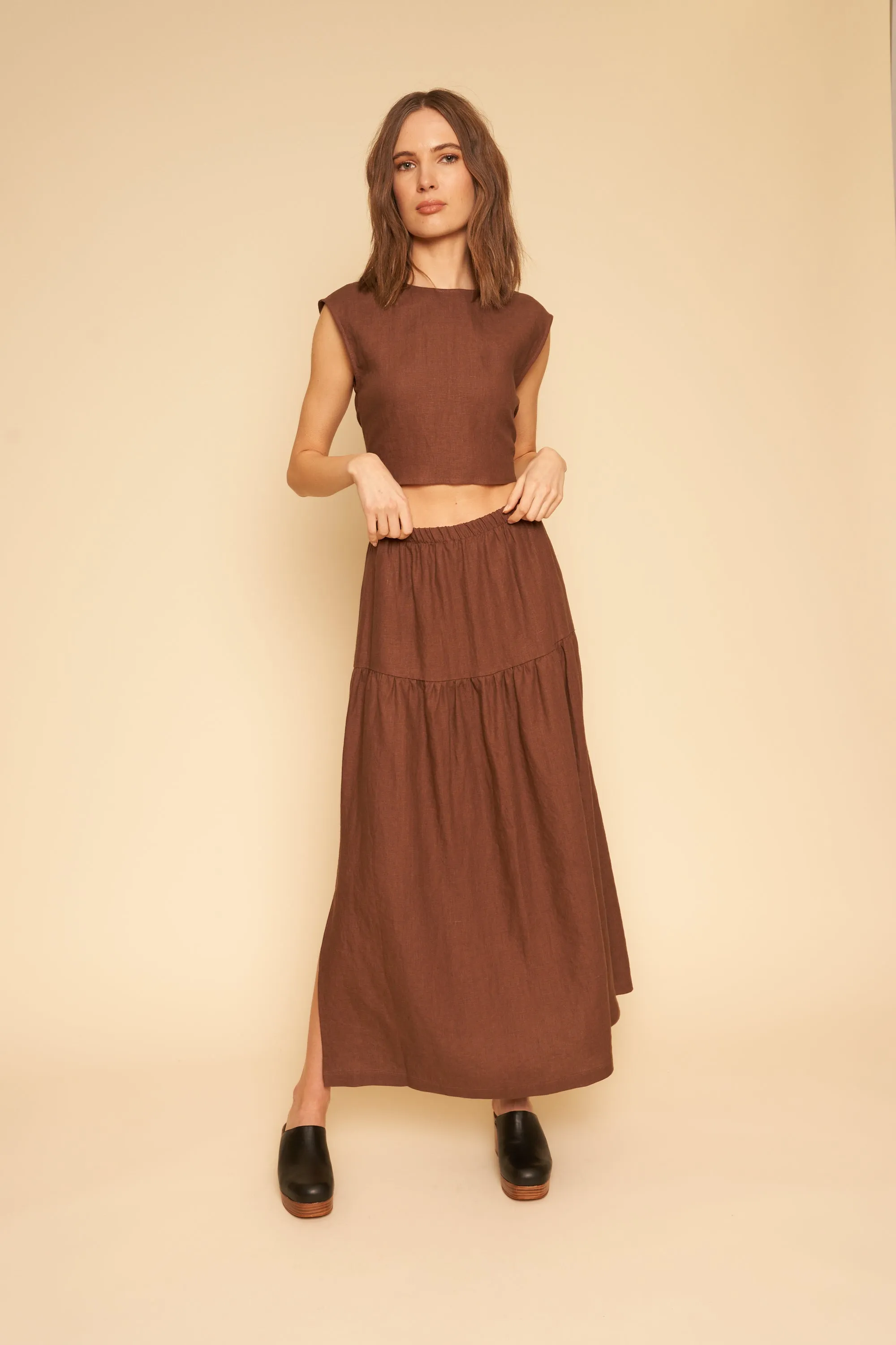 Millie Skirt/Dress in Chocolate Linen