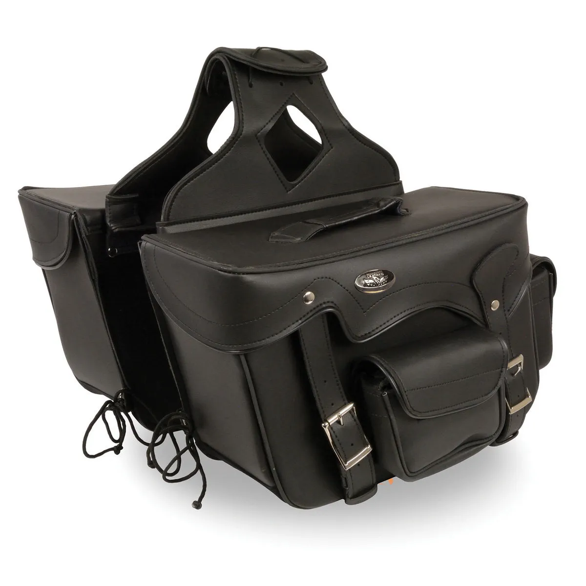 Milwaukee Leather SH66602 Zip-Off Double Pocket PVC Throw Over Motorcycle Saddlebags