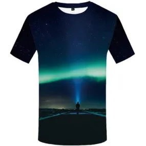 Northern Lights T-shirt Men Aurora Tshirts Cool Character Tshirt Printed Harajuku Tshirts Casual Gothic Tshirts Novelty