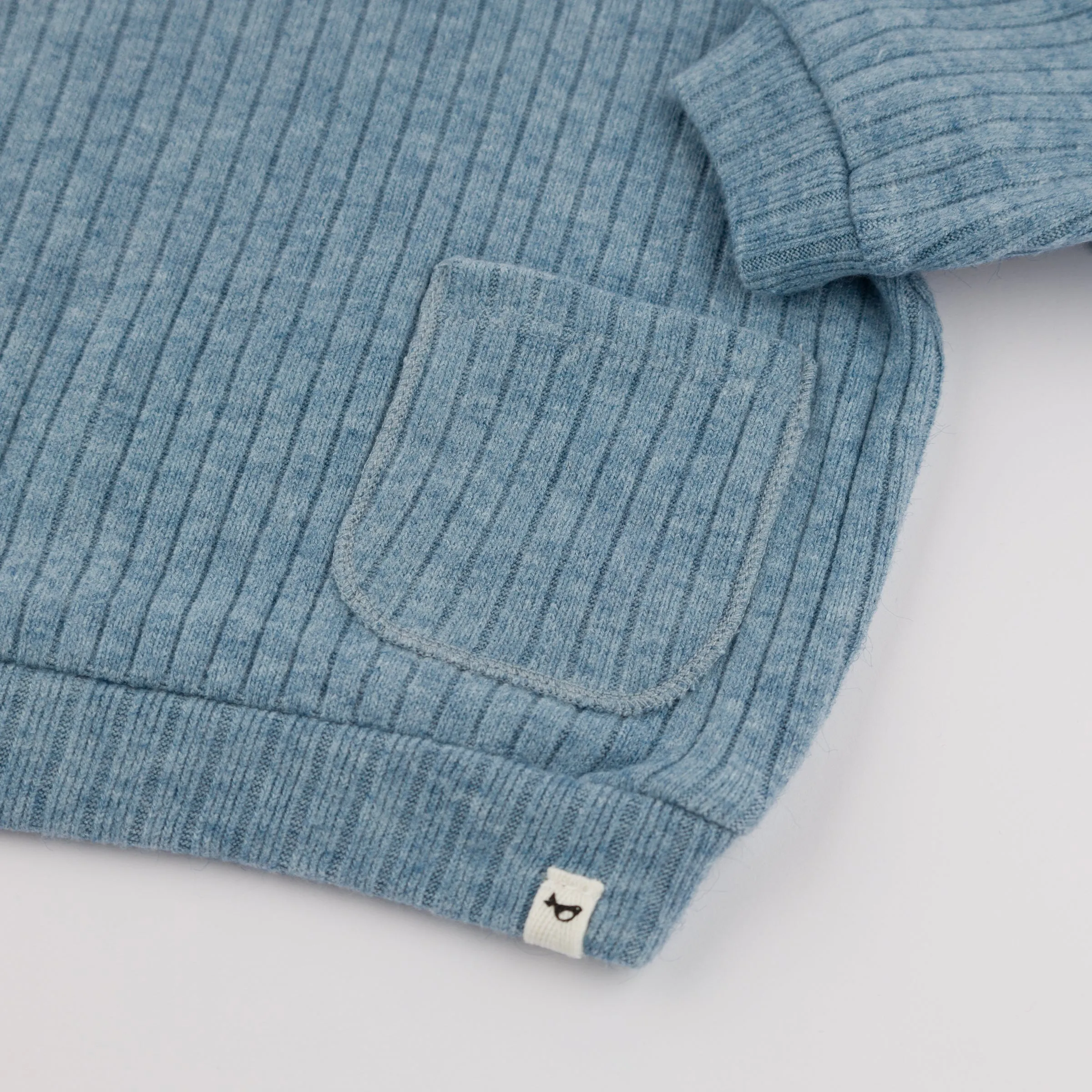 oh baby! Wide Rib Fuzzy Knit Sweater Boxy - Denim Heather