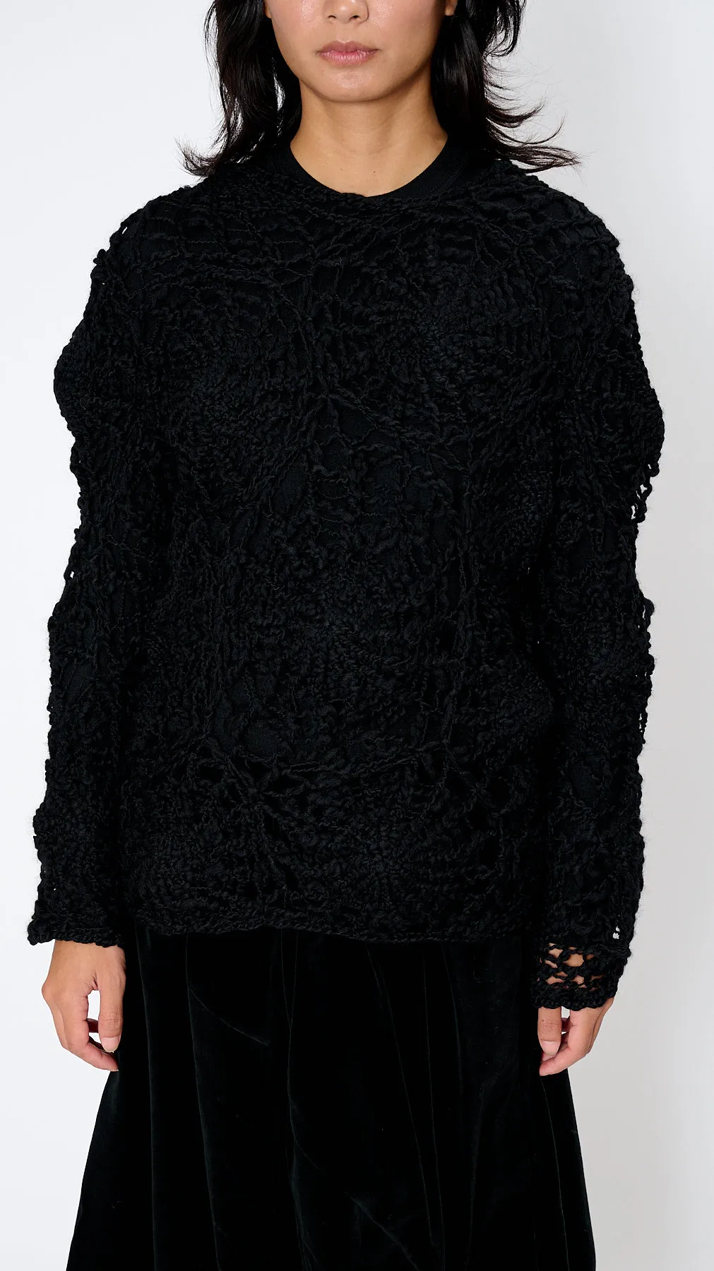 Open Knit Sweater in Black