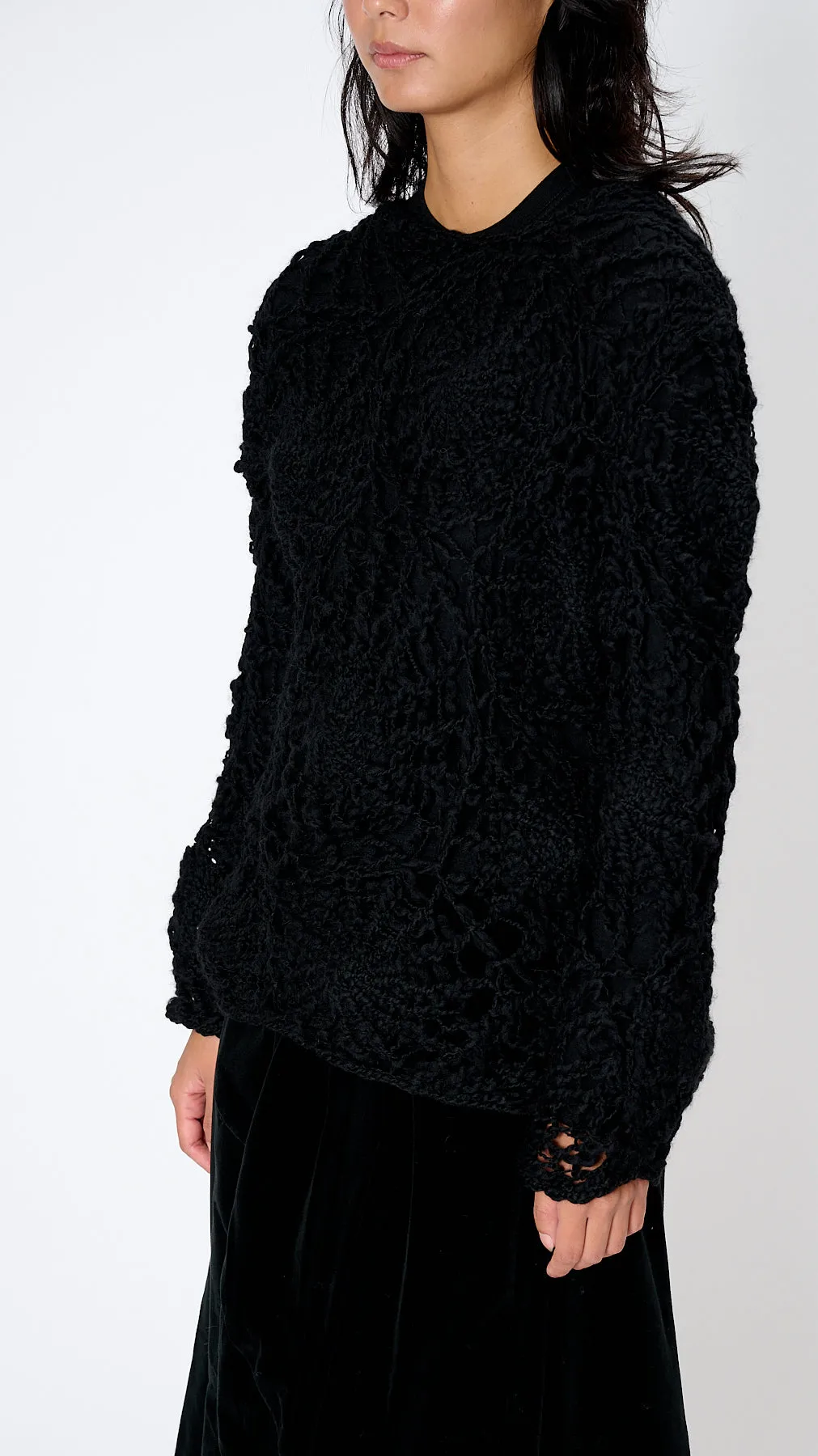 Open Knit Sweater in Black