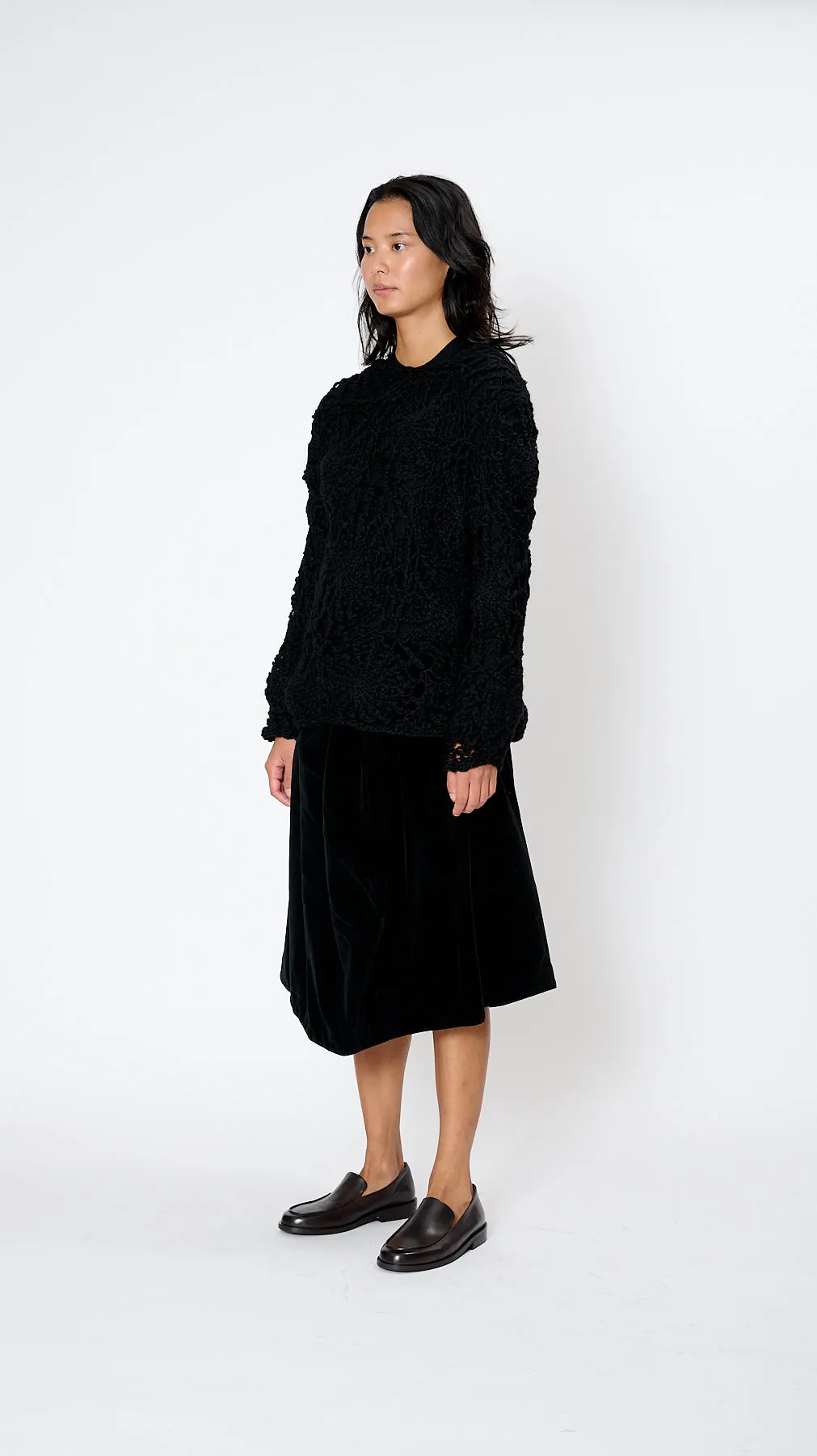 Open Knit Sweater in Black