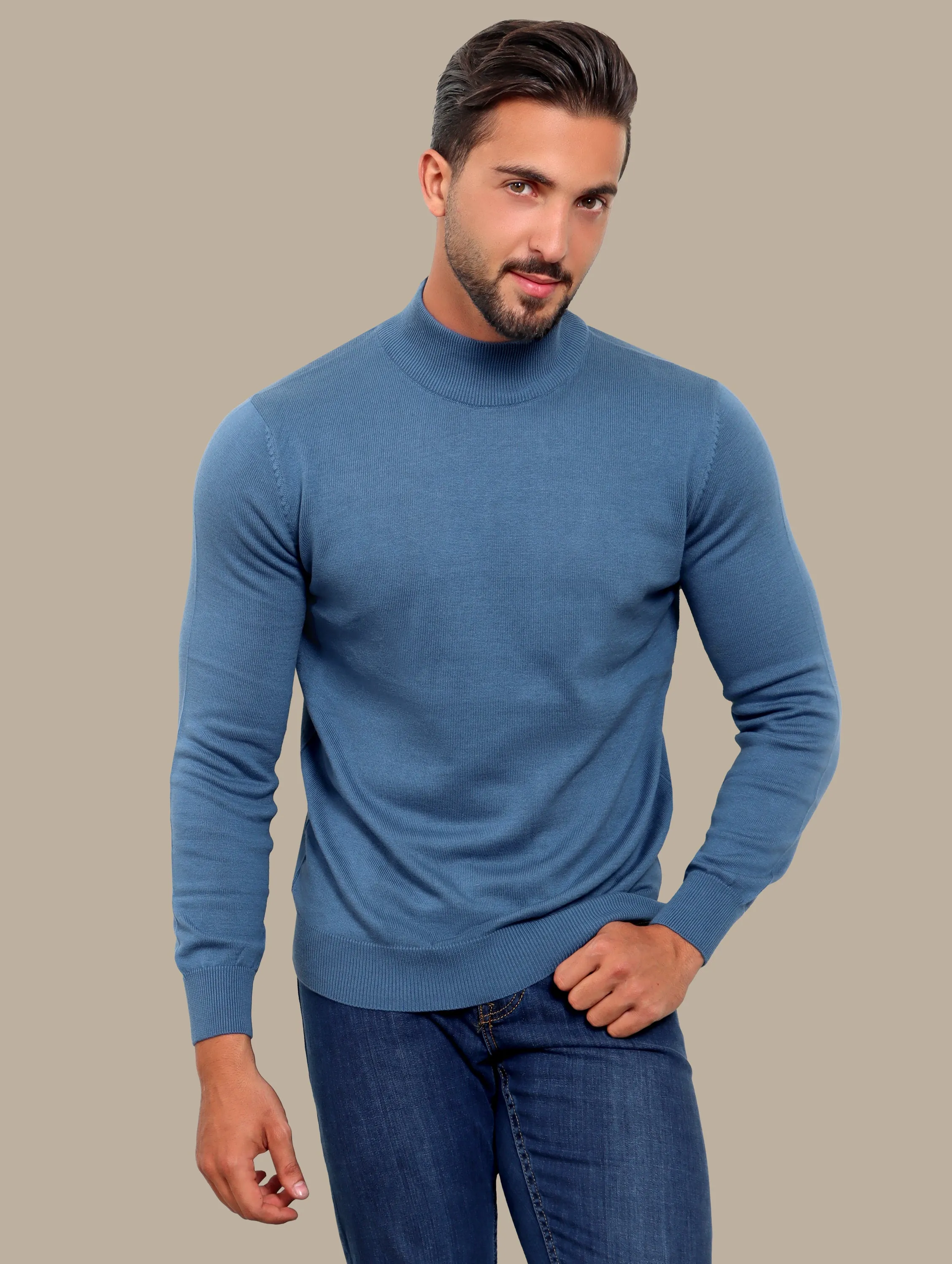 Petrol High Neck Basic Sweater