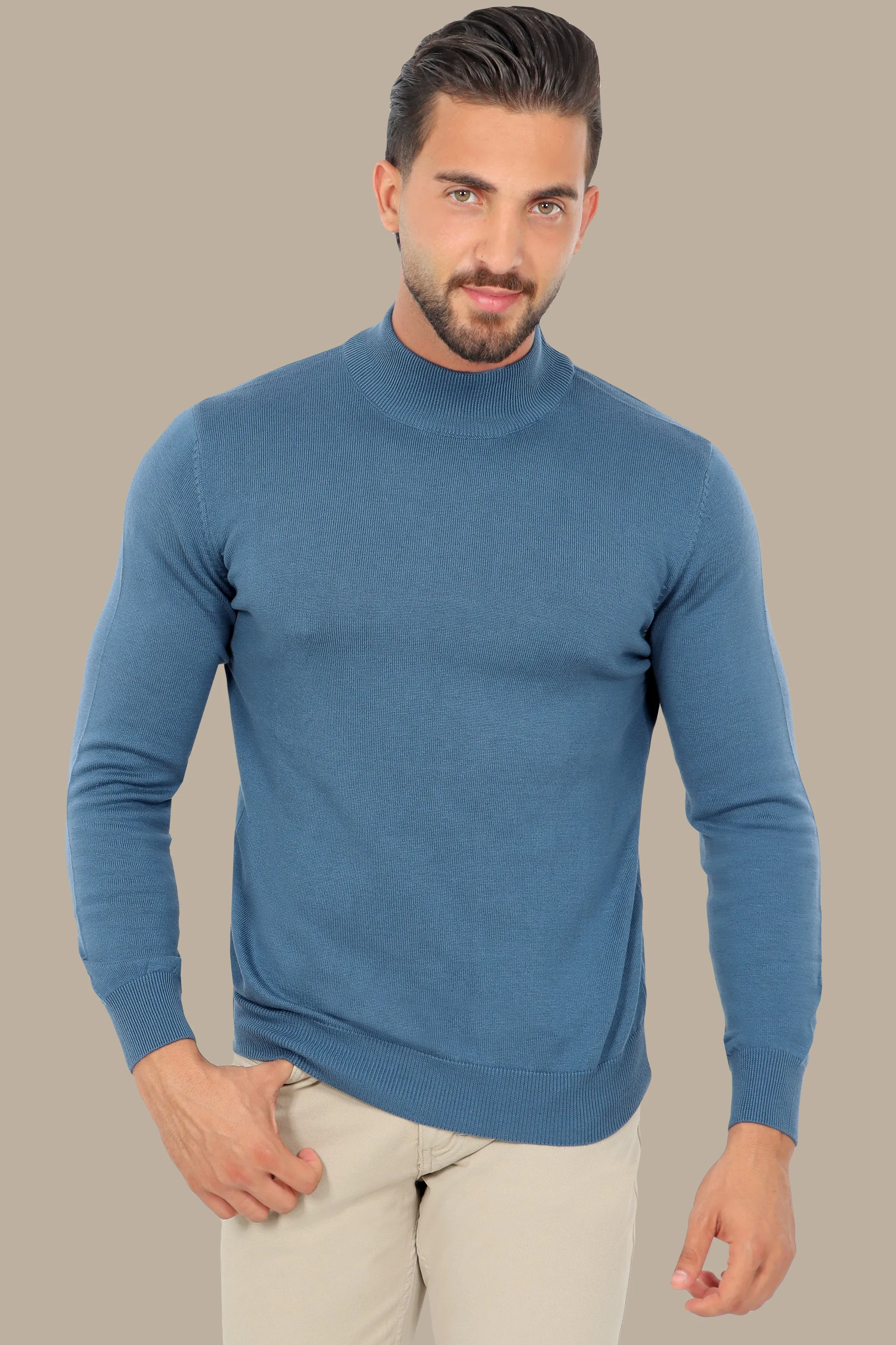 Petrol High Neck Basic Sweater