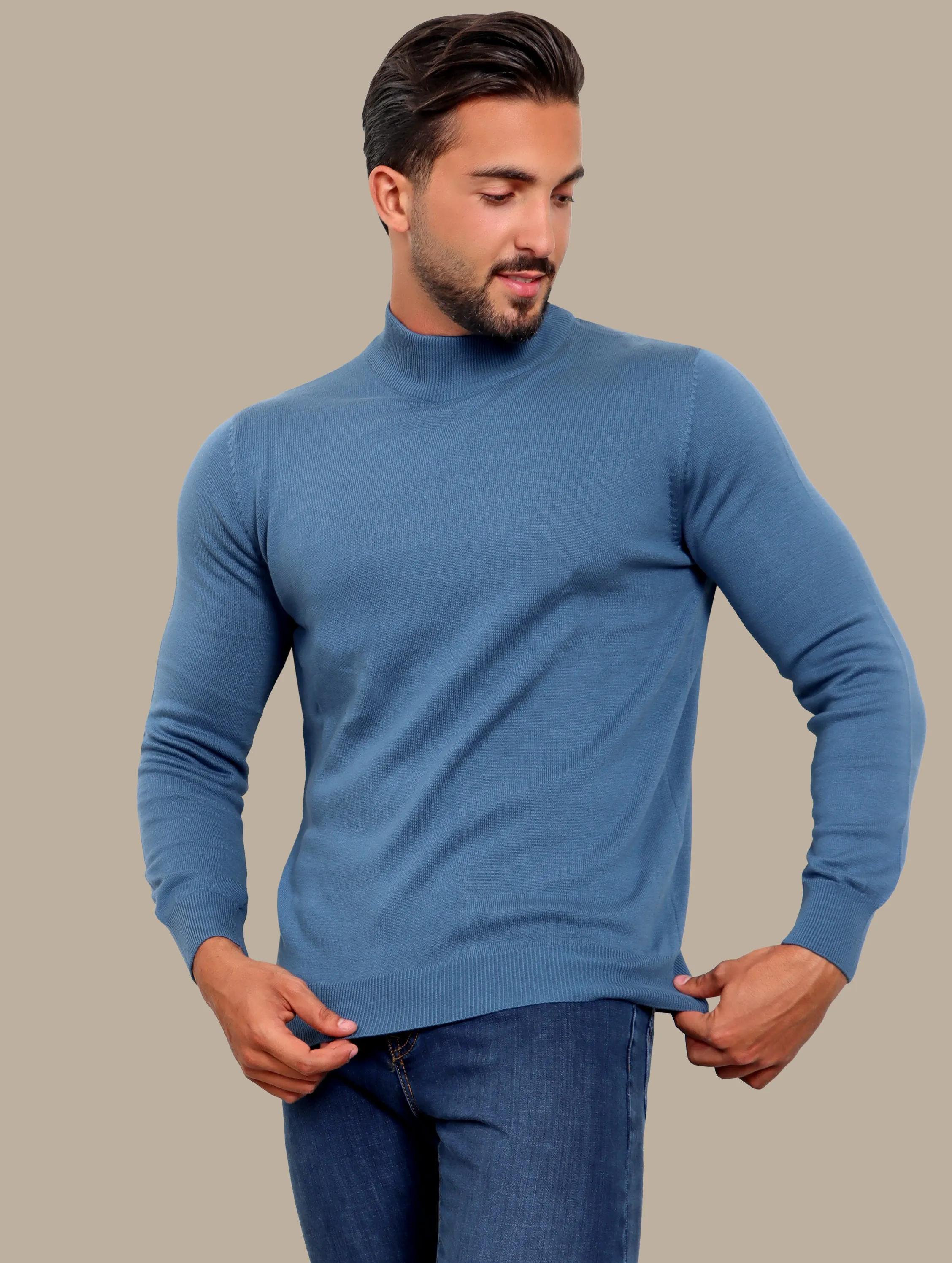 Petrol High Neck Basic Sweater